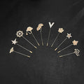 Fashion Gold Plated Zinc Alloy Rhinestone Animal Plant Wedding Children's Gift Brooch Long Needle Lapel Pin Clothing Accessories