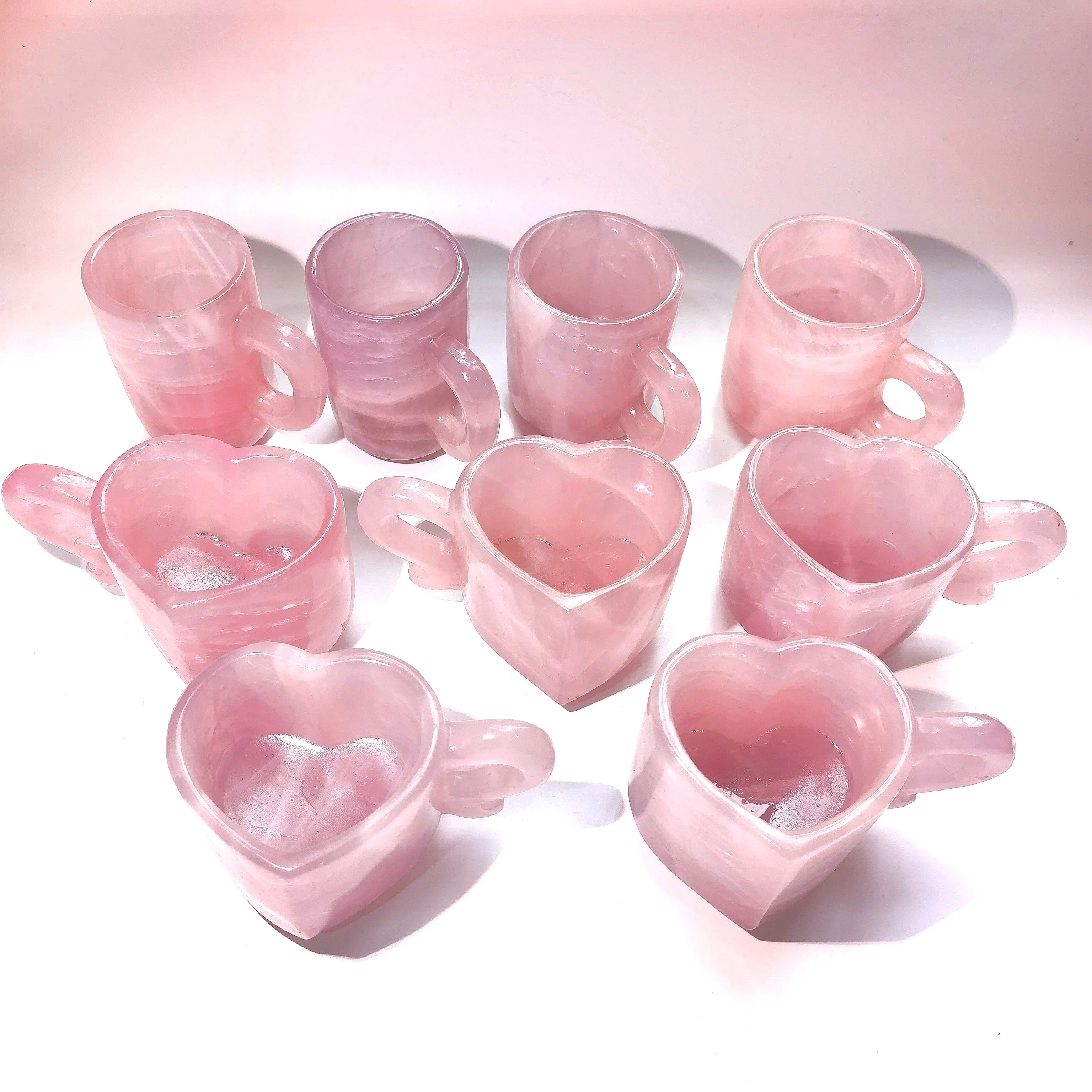 Crystal Tea Cup Wholesale Natural Crystals Healing Gemstones Rose Quartz Crystal Cups for Gift