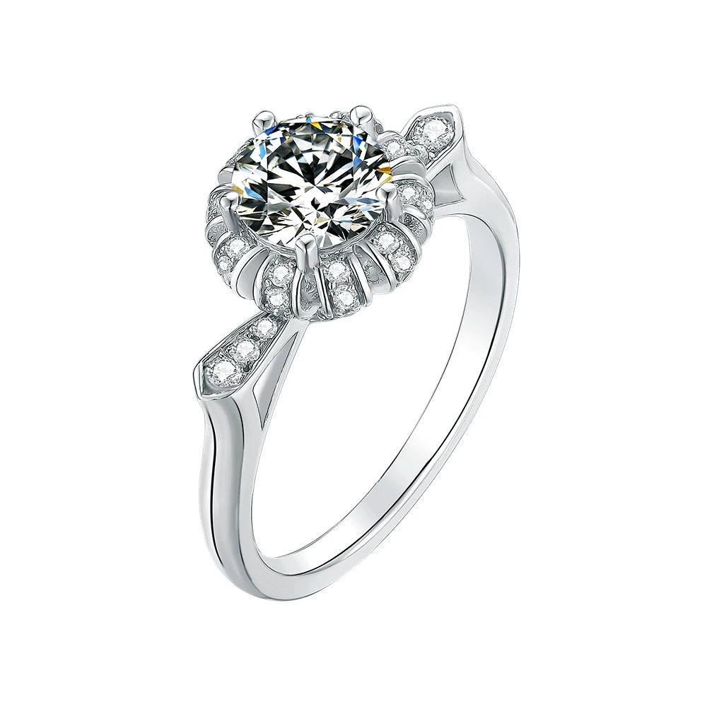 High Quality 925 Sterling Silver 1ct Moissanite Engagement Ring Rhodium Plating Moissanite Promise Ring With GRA Certificate