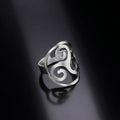 Three Swirl Vortex Open Ring for Women Geometry Stainless Steel Open Adjustable Ring Trend Fashion Jewelry Gift