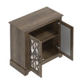 Vintage Mirrored Door Wooden Antique 2 Tier Cabinet for Living Room Kitchen Furniture