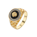 Hot Sale Fashion Hip Pop Lion Head with Accessories Men Diamond Zircon Stone Stainless Steel Inlay Gold Plated Men's Ring