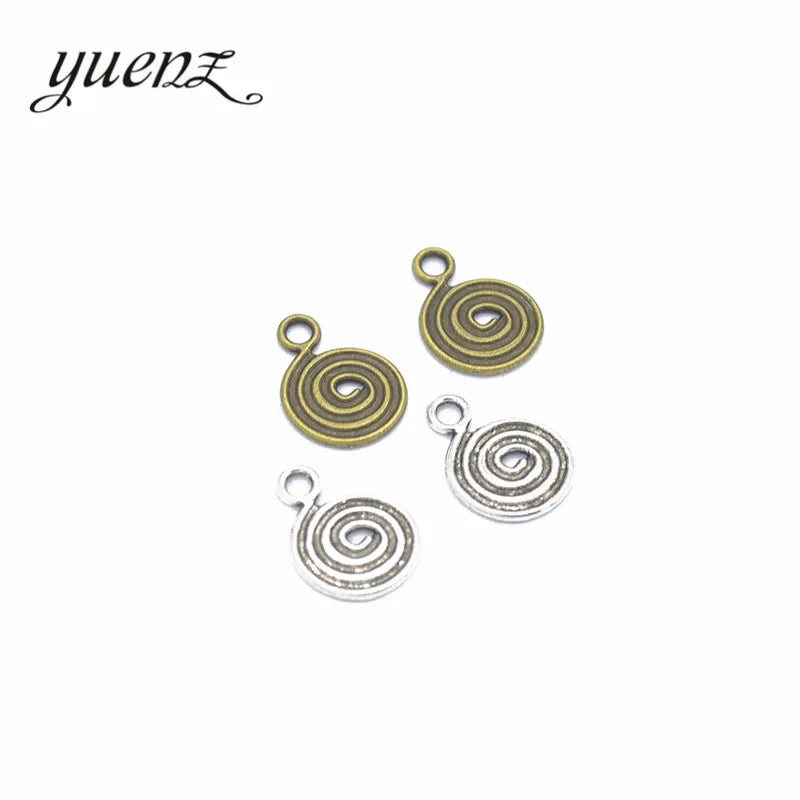 2 Color Antique Silver Color Round Vortex Charms Fit for Bracelet Necklace DIY Metal Jewelry Making 17*13mm B113