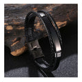 New Arrivals Jewelry Braided Wristband Black Leather Bracelet for Men Engraved Logo Muliti Layer Leather Cuff Bracelet for Men