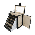 Hot Sale Large 6-Layer Double Door PU Leather Jewelry Storage Box with Handle for Earrings Rings Necklaces