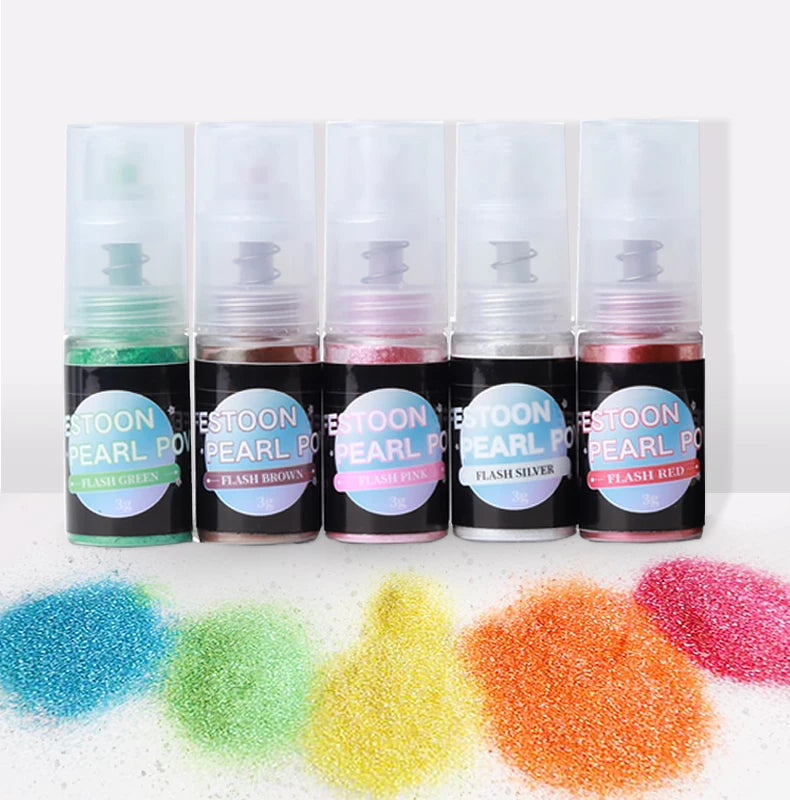 Wholesale Luxury Cosmetic/Food Recolored Mica Pearl Sparkling Pigment Pearlescent Epoxy Resin Edible Luster Dust Edible Glitter