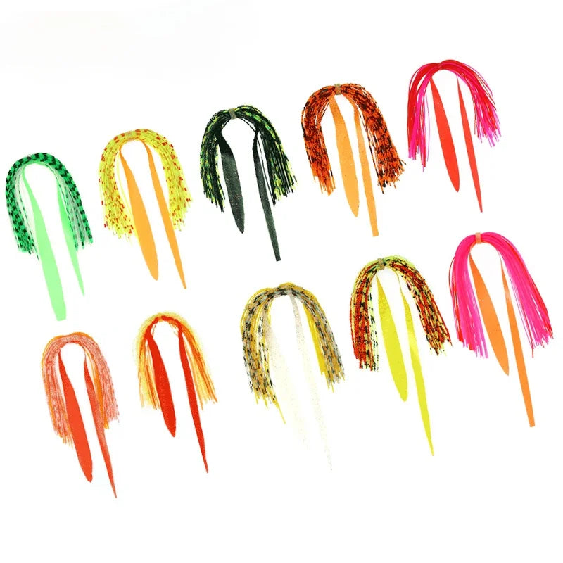 10pcs Silicone Skirt Trailer Replacement Rubber Layers for Slider Craft SpinnerJigs Octopus Squid Snapper Jigging Fishing Lure