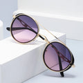 S2552 Designer Brand Luxury Custom High Quality Men Retro Sunglasses Vintage Logo Double Bridge Steam Punk Round Sunglasses