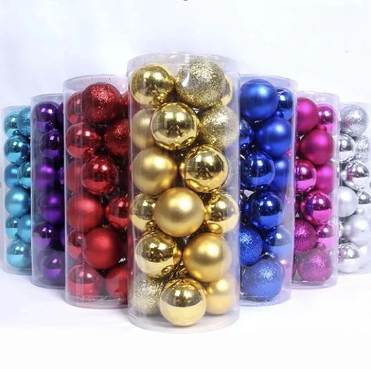 24pcs 6cm Shatterproof Plastic Christmas Ball Ornaments Small House Tree Decor Pendant for Christmas Decorations