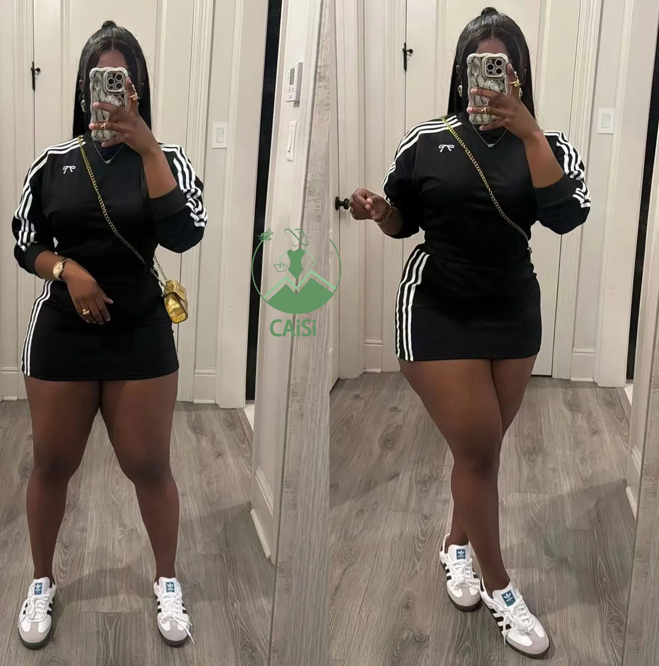 2025 Fall Spring Fashion Women Two Piece Skirt Set Bow Print Striped Sweatshirt Mini Skirt Duit Woman Casual Casual Outfits