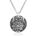 Mandala Pendant Silver Om Buddha Tibetan Moon Lotus Flower Amulet Healing Cord Necklace Jewelry Gift