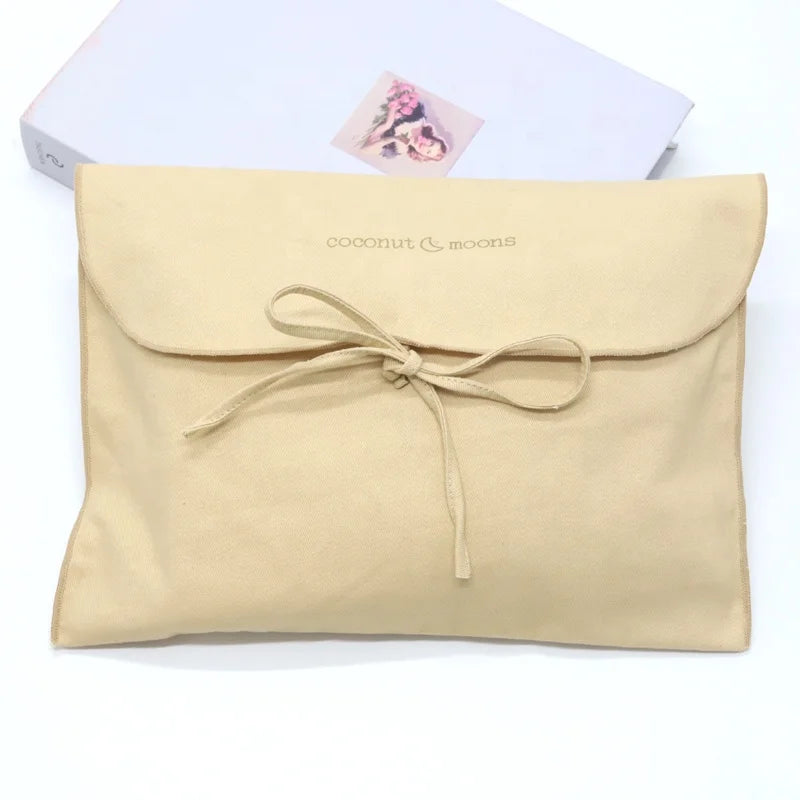 Custom Brown Envelop Cotton Underwear Packaging Shoe Dust Bag Muslin Twill Cloth Dust Bag for Purses