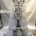 Luxury Designer Handmade Wedding Lace Fabric Heavy Beaded Lace Fabric Embroidery Tulle With Sequins for Bridal Gowns