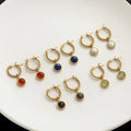 HOVANCI Round Hoop Earrings 02  Stainless Steel Gold Plated Crystal Natural Stone Twisted Hoop Earring