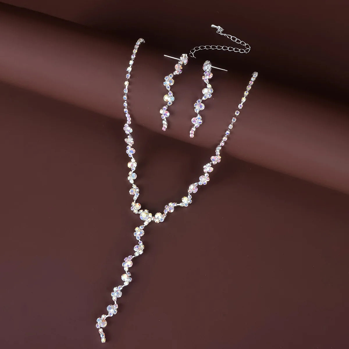 Top Quality Elegant Princess Jewelry Wedding Engagement Necklace Earrings Jewelry Set Gold Silver Color Crystal Bridal Accessory