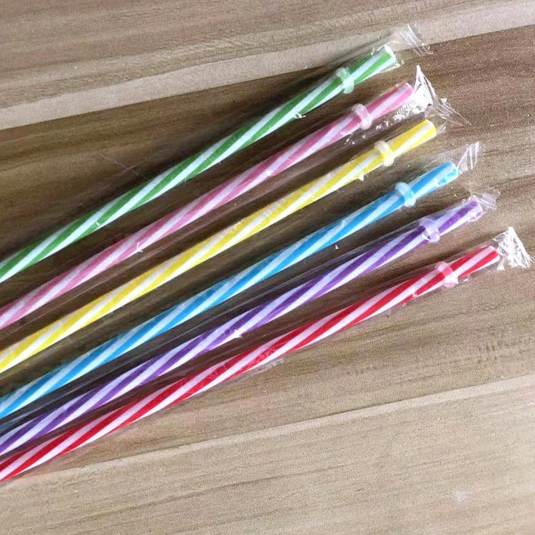Individually Wrapped Reusable Plastic Straw for Drinks 9in