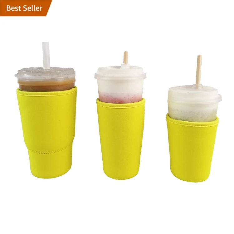 3 Pack Reusable Iced Coffee Cup Cooling Sleeves Insulator Neoprene Cup Coolers for Hot and Cold Drinks