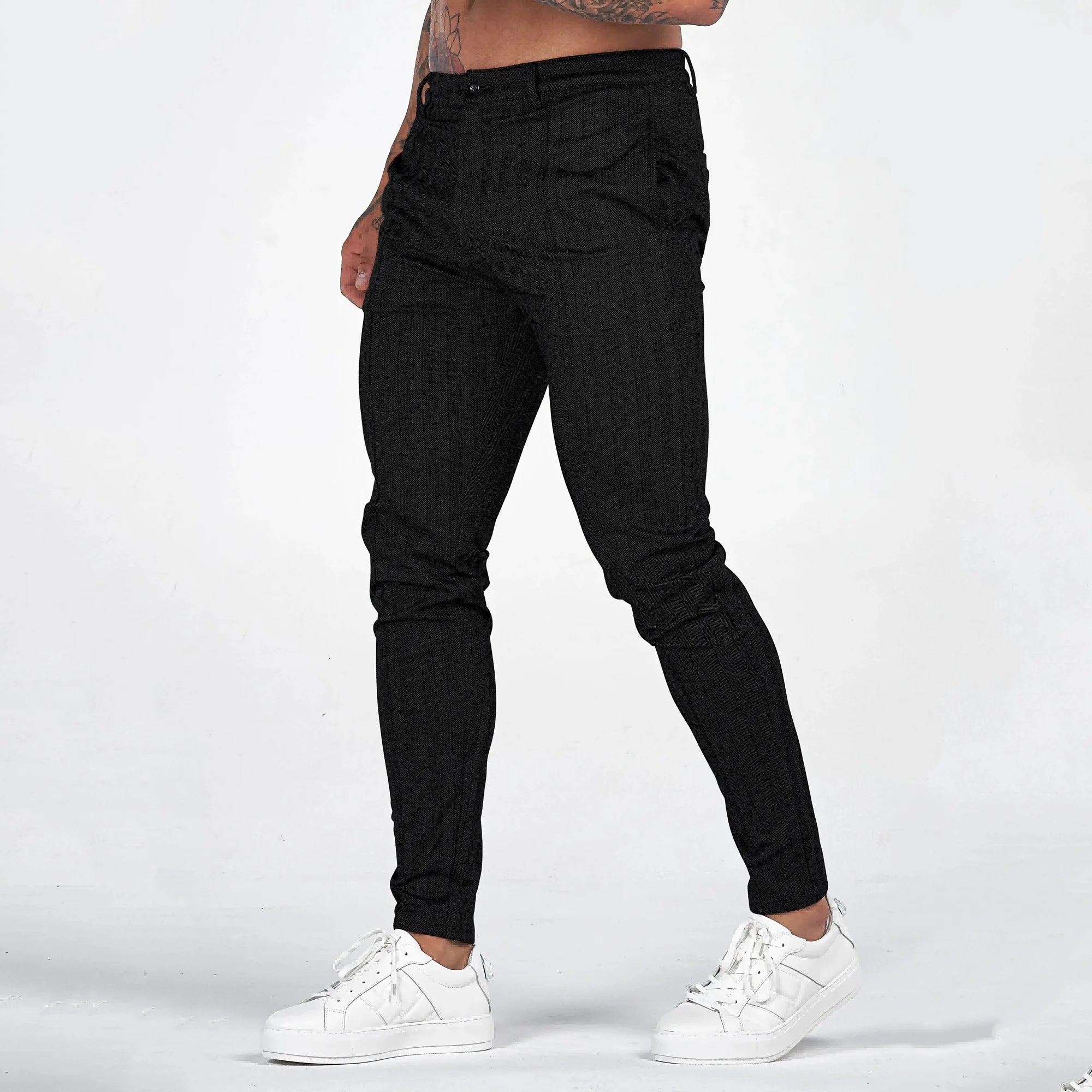 MCP010 Custom Men's Skinny Fit Casual Chino Pants Stretch Cotton Zipper Fly Colored Wash Mid Waist Quick Dry Autumn OEM Service