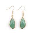 Newest Selling Natural Green Aventurine Long Drop Gemstone Earring Women's Gold Plated  Earrings Jewelry