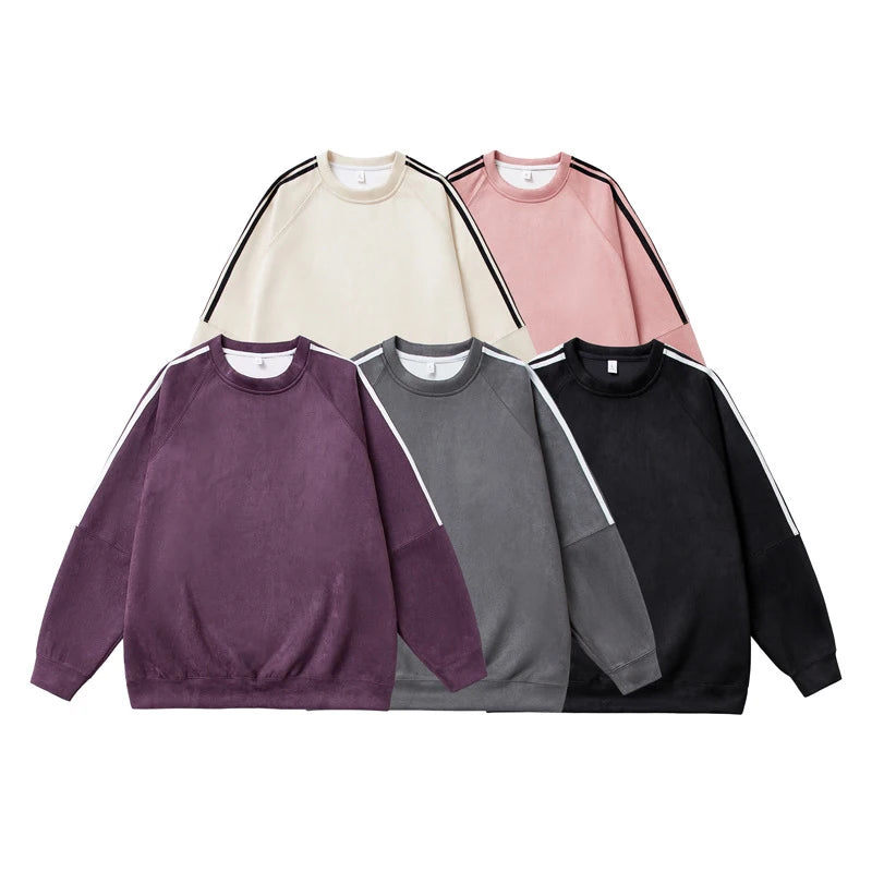 OEM Solid Embroidered Suede 100% Polyester Long Sleeve Loose Fit Casual T-Shirt for Men Anti-Wrinkle & Quick Dry