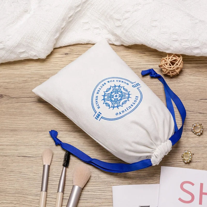 Hot Sale Luxury Soft Eco Reusable Organic Cotton Custom Printed Logo  Drawstring Bag Pouch With Custom Logo