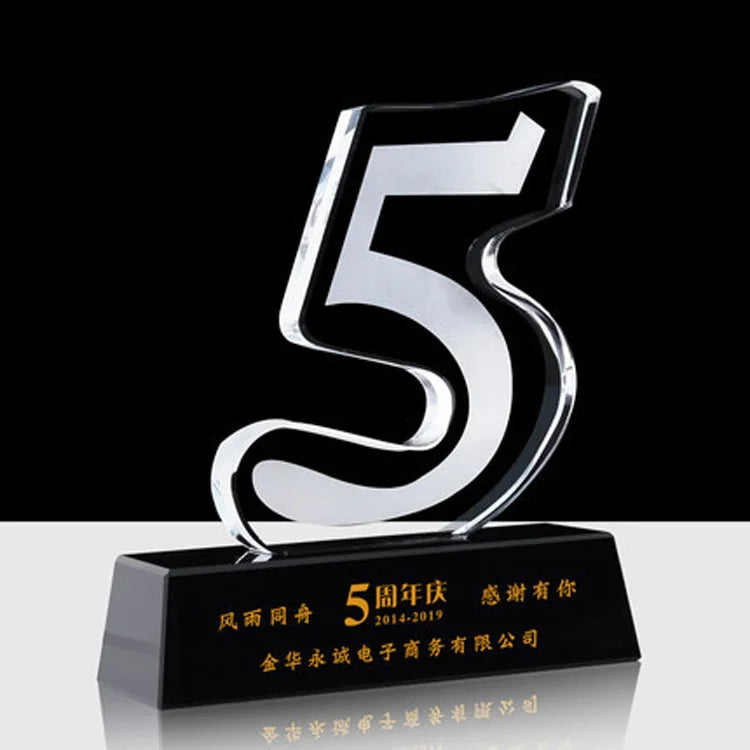 Wholesale Various Size Custom Trophy Award 5 Years 10 Years 15 Crystal Trophy for Ceremony Souvenir Gifts MegaBDM