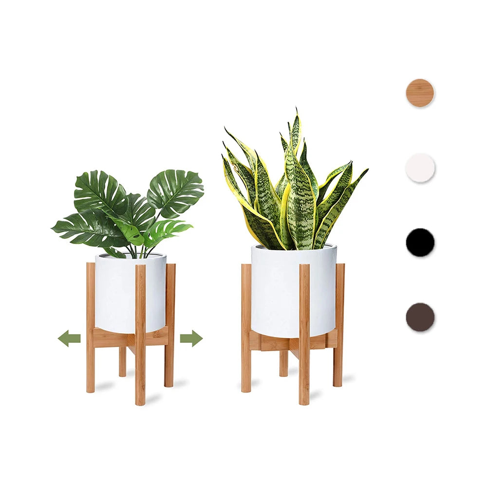 Hot Adjustable Colorful Bamboo Wood Plant Stand Potted Plant Rack for Indoor & Outdoor-Easy Assembly CNLF
