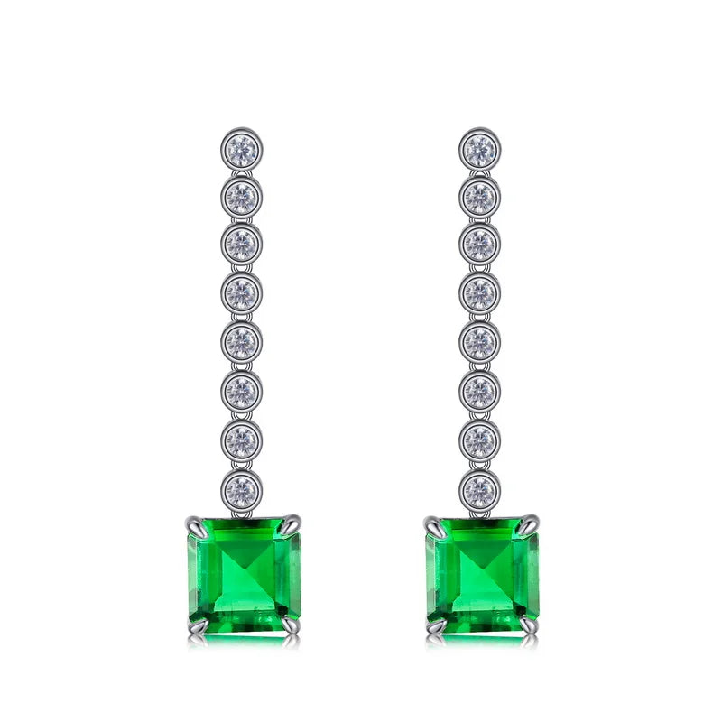 Custom Emerald Drop Earrings S925 Silver Gemstone Lab Grown Emerald Fine Jewelry 2025 Hot Sale Women Earring Stud
