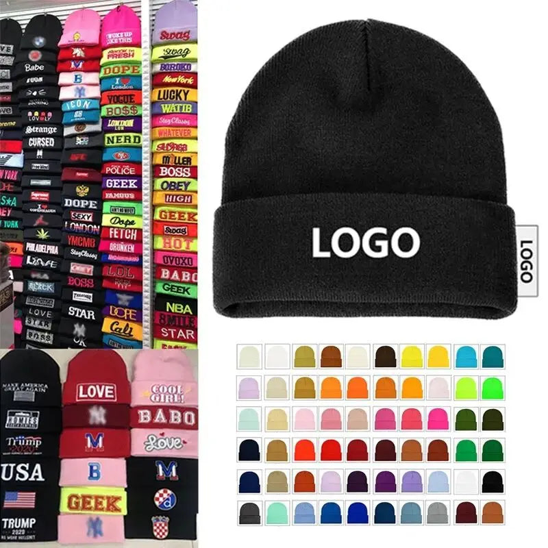 Custom Colors Cuffed Beanies 100% Acrylic Unisex Adults Winter Knit Hats Common Outdoor Sports