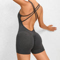 New Arrival Pleated Peach Hip Yoga Jumpsuit Women Backless Fitness Bodysuit Womens Training Dance Sports Yoga Jumpsuit