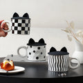 Creative Design Ceramic Coffee Cup Breakfast Afternoon Tea Milk Mug With Handle and Silicone Lid Office Restaurant Drinkware Set