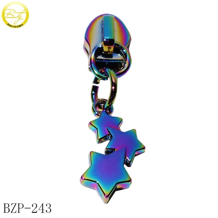 Custom Embossed Zipper Slider Metal Puller Nylon Reversible Zipper Puller for Bags
