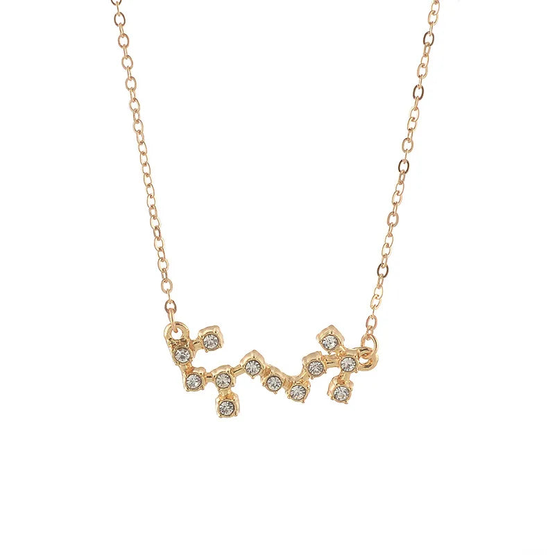 Wholesale Stocked Rhinestone Alloy  Zodiac Pendant Necklace