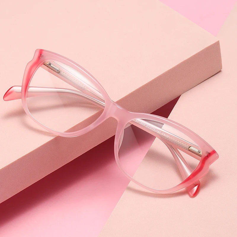 2026 Pink Eye Glasses for Women Acetate Vintage Customize Glasses China Wholesale Custom Glasses Purple Lens Optical Frame