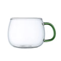 300ml Transparent Cup Glass Colorful Handle Tea Glass Cup Round Shape Coffee Glass Cup For Office Gift