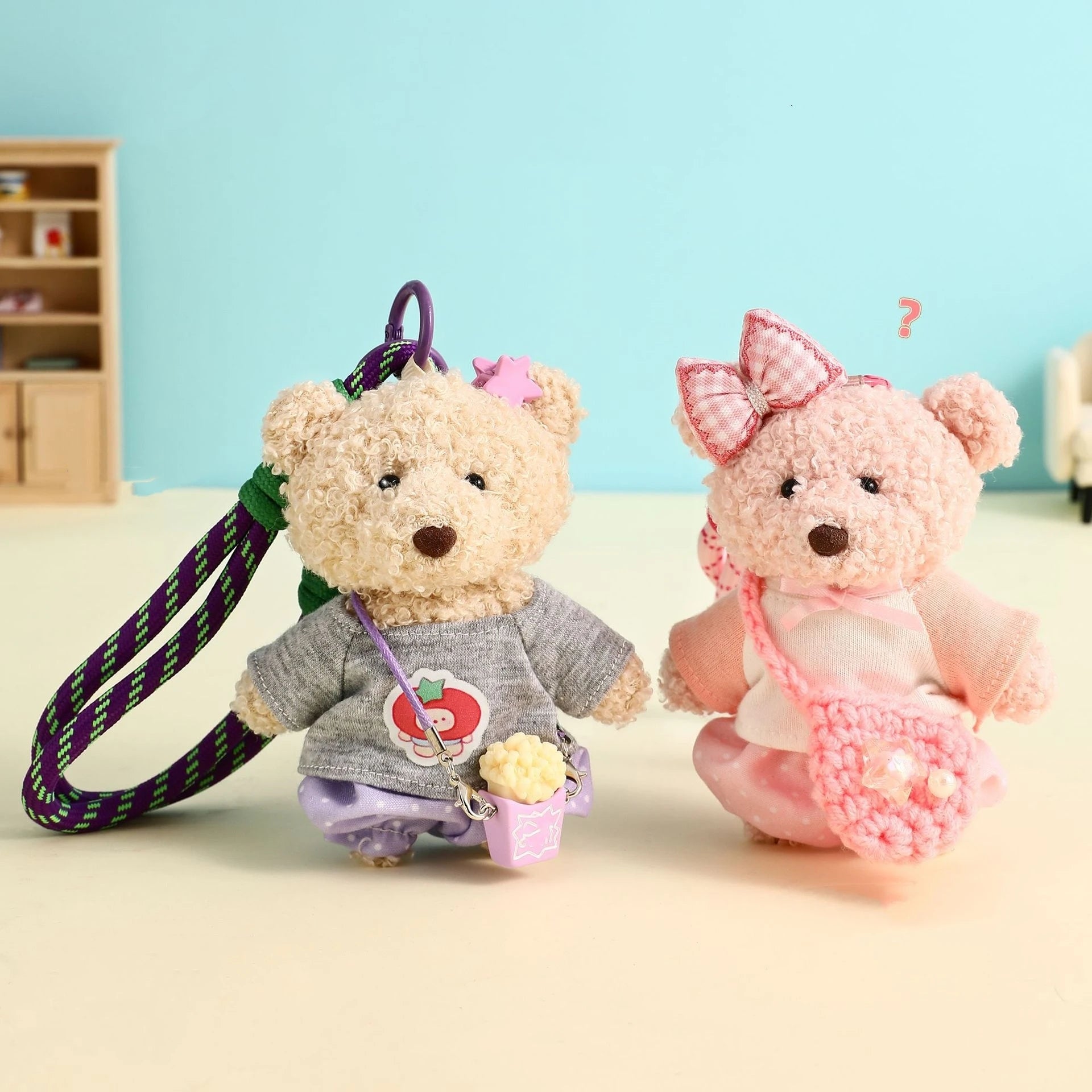 Cute Crossbody Bag Bow Mini Plush Teddy Bears Keychain Sweater Pendant Teddy Bear Small with Keychain Peluches Plush Animal Toys