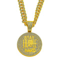 New Hiphop Big Crystal Letter Coin Pendant Necklace Men Rhinestone Chain Chunky Necklace Male Exaggerated Rock Jewelry