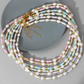 New Cute Elegant Shell Pearl Natural Stone Bead Handmade Simple Choker Necklace Colorful Jewelry for Women Girls Gift JNK9359