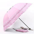 In Bulk Wholesale Pink Lace Sunscreen Anti-ultraviolet UV Umbrella Compact Size 3-folding Red Wedding Umbrella With Logo