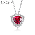 CZCITY Fantastic Triangulum Shape Red Heart Gemstone Sterling Silver 925 Necklaces Wholesale