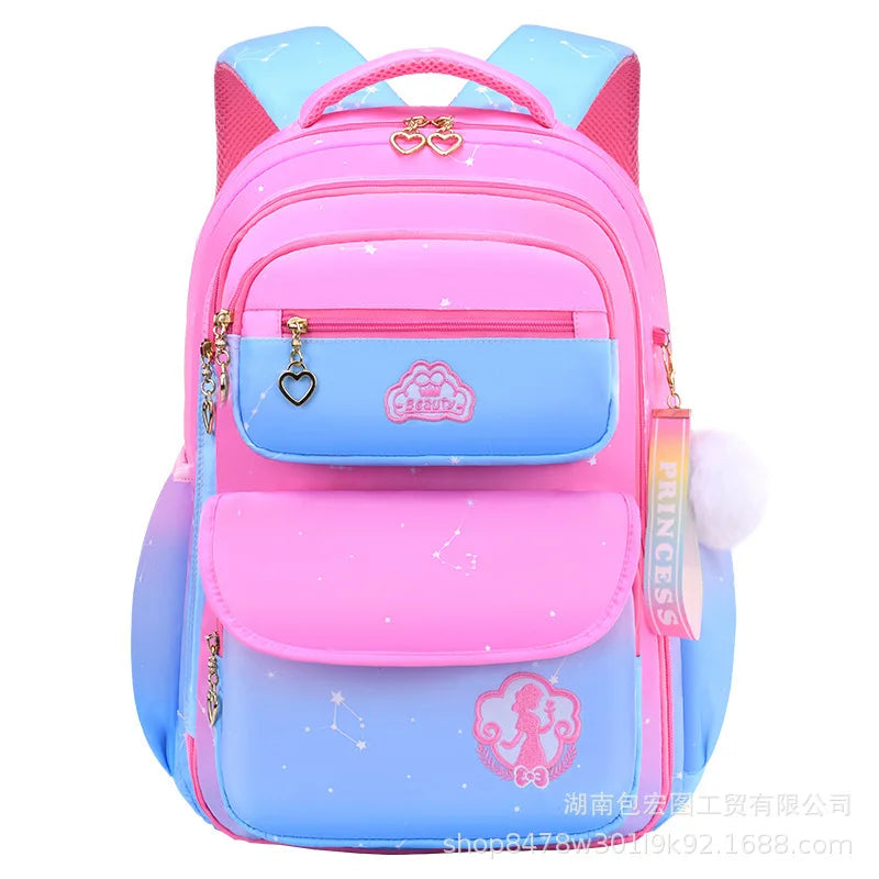 Primary School School Backpack Female Sweet Cute Gradient Backpack 1-3-6 Grade Large Capacity Children's Schoolbag