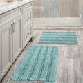 100% Chenille Non-Slip Soft Plush Shaggy Bath Mats with Striped Pattern for Entryway Bathroom