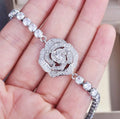 Top Sale Rose Flower Design Adjustable Ring Necklace Earring  Bracelet Jewelry Set