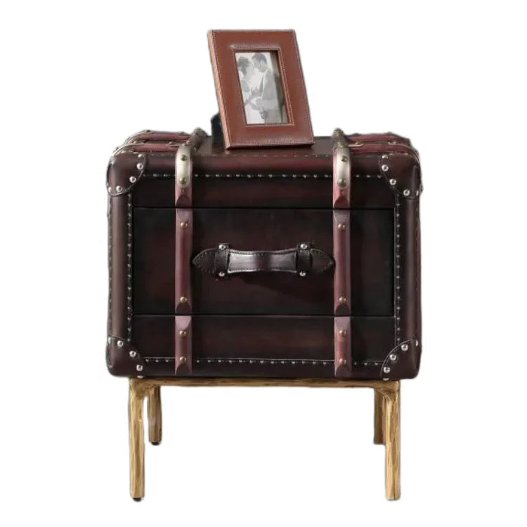 Customized Luxury Genuine Leather Cabinet Living Room Side Table with Drawer Storage Living Room Decoration Cabinet Bedroom