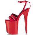 Red Banquet 20cm Leaky Toe High Heels Wedding Shoes Model Show Large Summer High Heels Sandals Pole Dance Fun Shoes