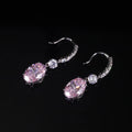 AE187 Abiding Jewelry Classic Style 8x12mm Oval Crushed Ice Fancy CZ Diamond Quartz Statement Pink Earrings for Women