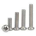 10/50 M2 M2.5 M3 M3.5 M4 M5 M6 M8 A2 304 Stainless Steel Cross Round Phillips Pan Head Screw Bolt Dia 2 3 4 5 8mm Length 3-100mm