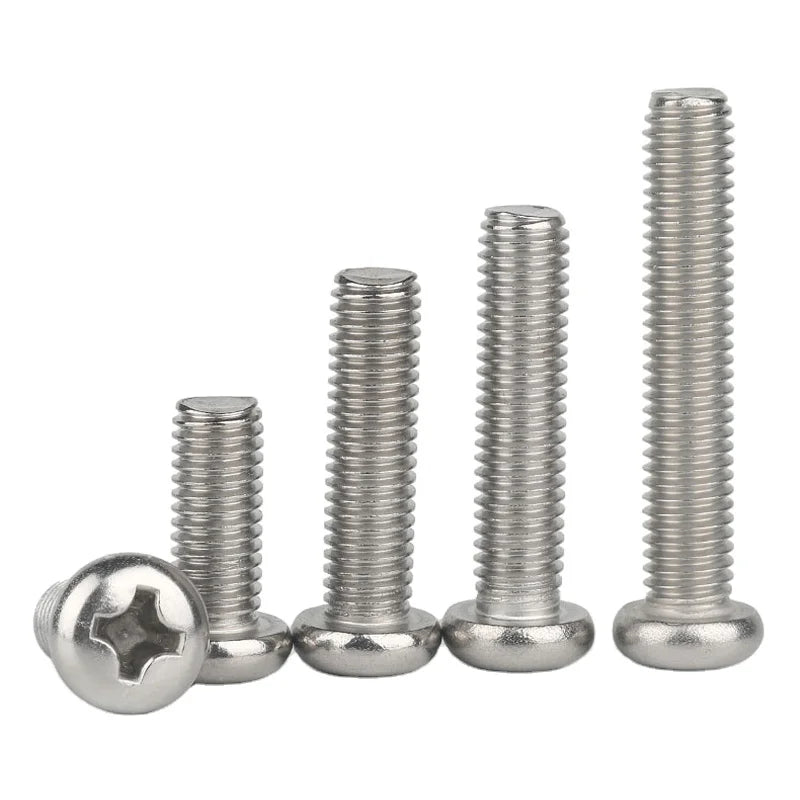 10/50 M2 M2.5 M3 M3.5 M4 M5 M6 M8 A2 304 Stainless Steel Cross Round Phillips Pan Head Screw Bolt Dia 2 3 4 5 8mm Length 3-100mm