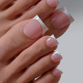 BTArtbox French Fake False Toenails Wholesale Square Foot Nails Soft Gel X Hand Made French Tip Bulk Press on Toe Nails Set