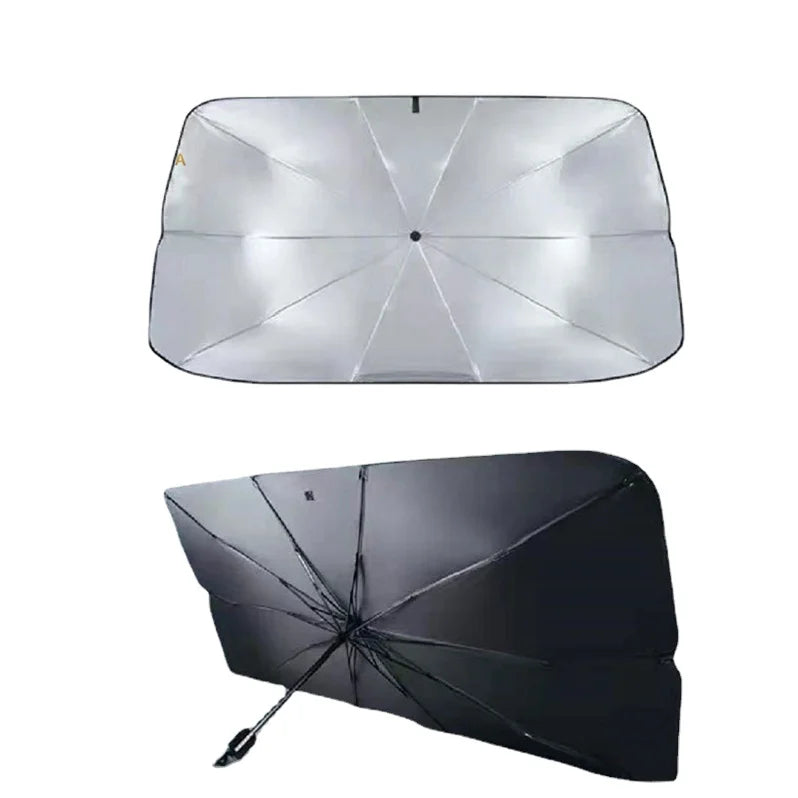 Customized Logo Foldable Car Sunshade Retractable Windscreen Shade UV Protection Manual Outdoor Use Similar Car Umbrella Camping